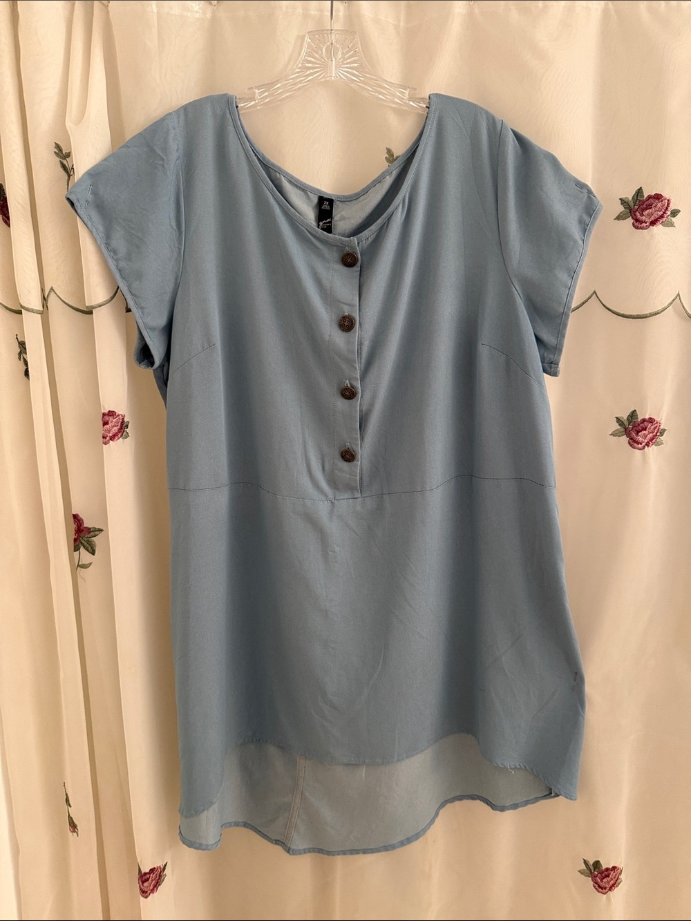 GNW Light Blue Button-Front Tunic